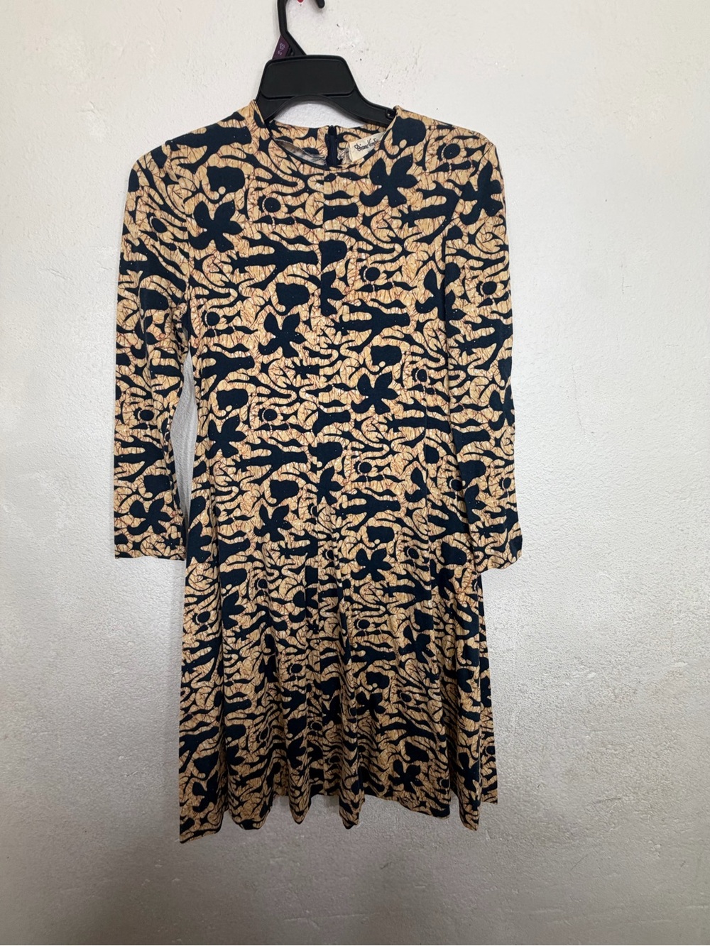 Vintage Diana Von Furstenberg 70’s Abstract Batik Midi Dress Rare Italian DVF 12